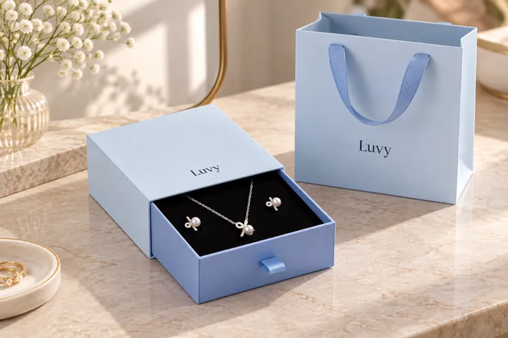 Blue Drawer Jewelry Boxes scene view
