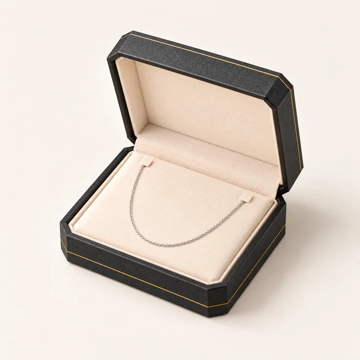 Graphite Lined Necklace Box showing its opening and construction