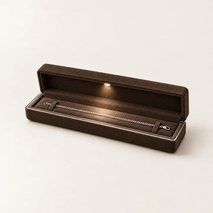 Espresso LED Bracelet Box showing its opening and construction