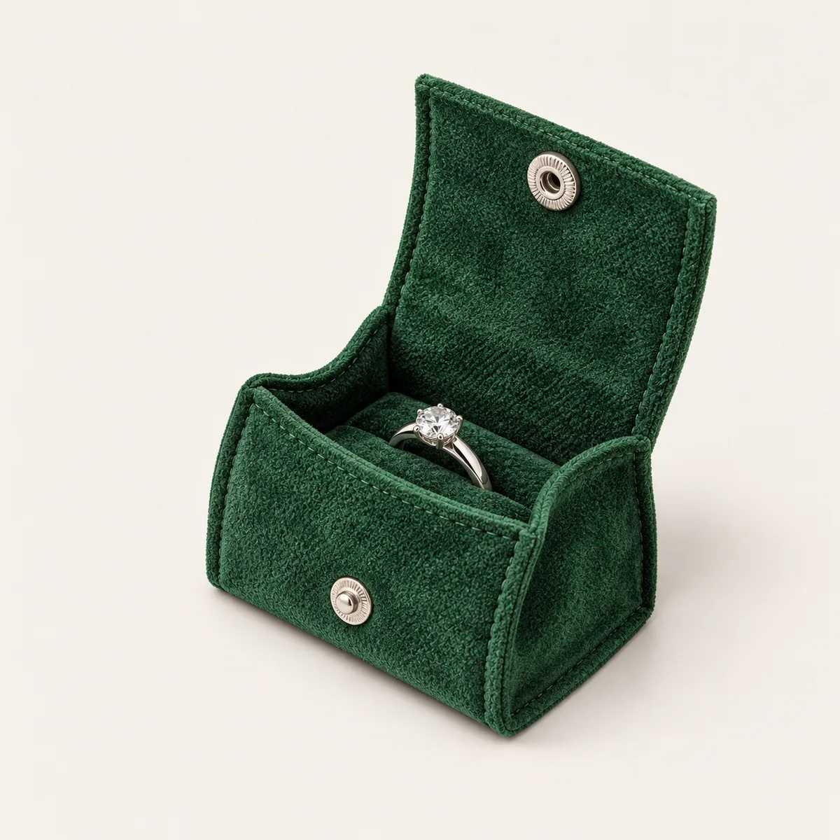 Forest Snap-Flap Ring Pouch with visible construction and opening