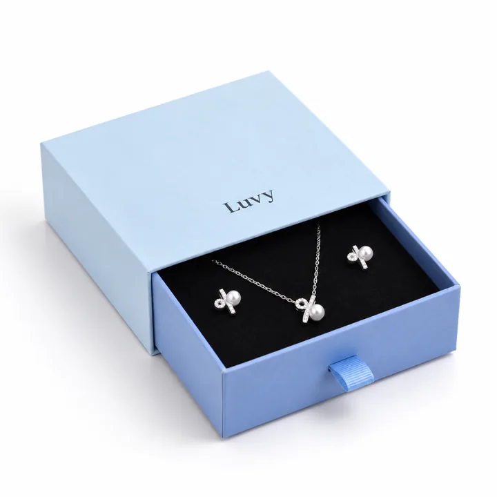 Blue Drawer Jewelry Box showing its opening and construction