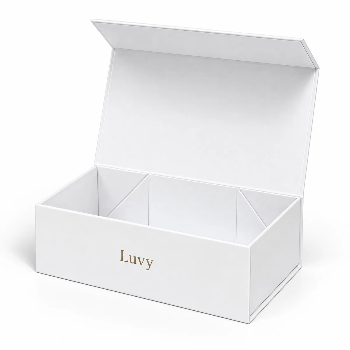 White Foldable Magnetic Gift Box with visible construction and opening
