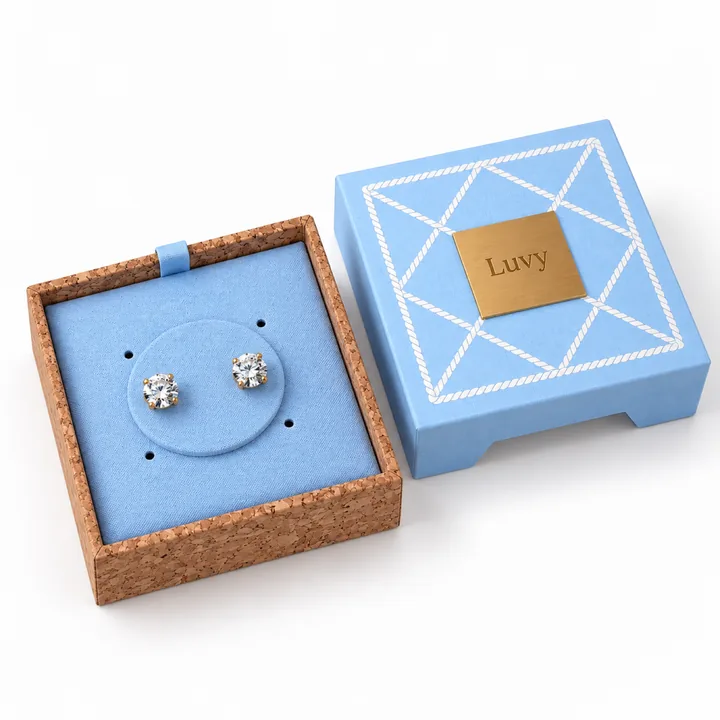 Cork-Trim Earring Box showing its opening and construction