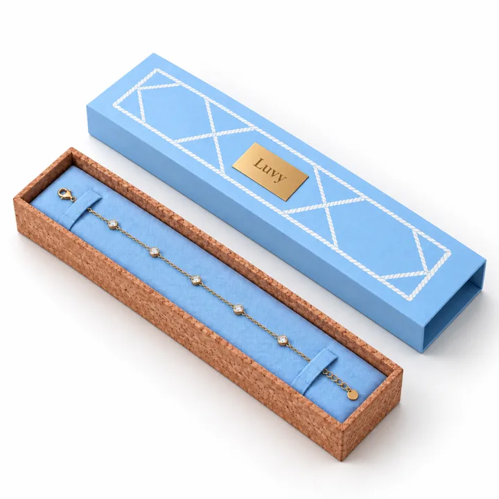 Cork-Trim Bracelet Box showing its opening and construction